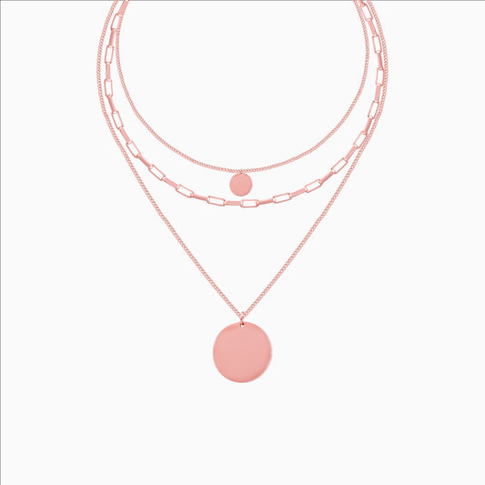 Rose gold layered coin pendant necklace