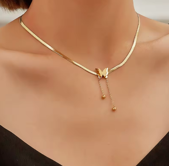 18K Gold Plated Golden Flutter Butterfly Necklace