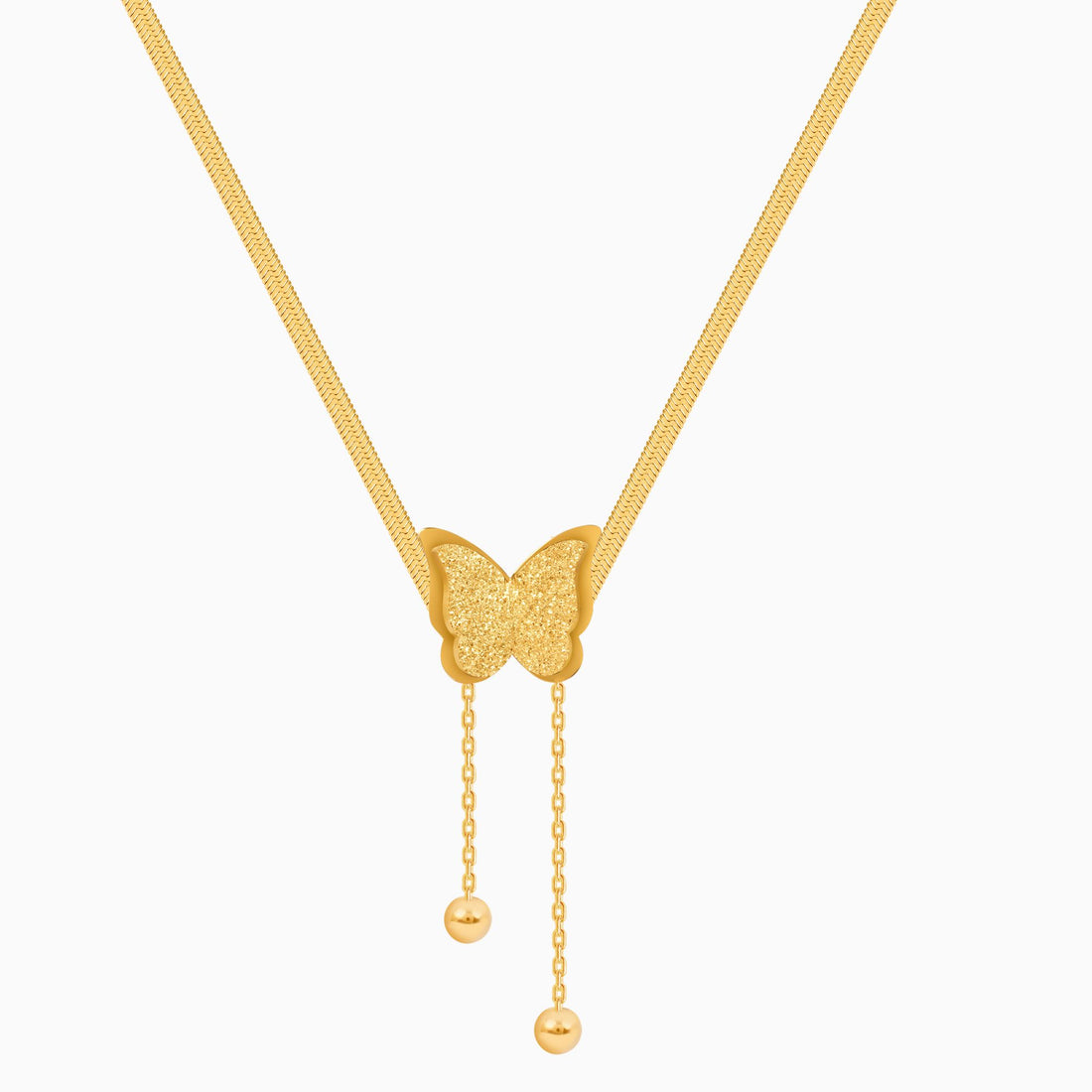 18K Gold Plated Golden Flutter Butterfly Necklace