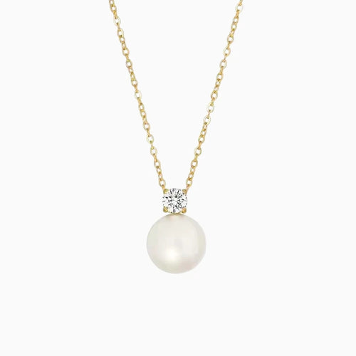 Crystal Pearl Pendant Necklace Gold