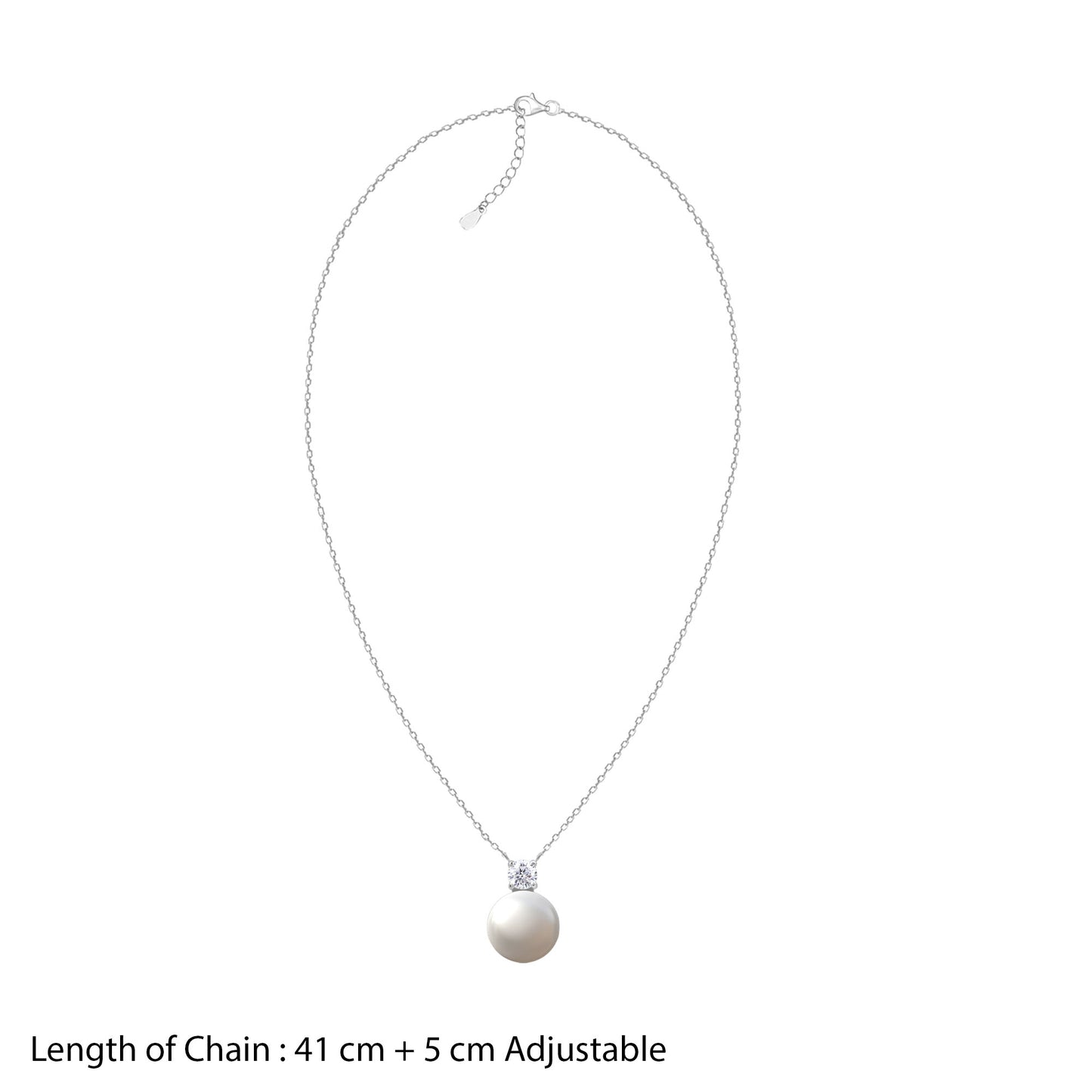 18K White Gold Plated Lustrous Bond Pearl Pendant Dainty Necklace