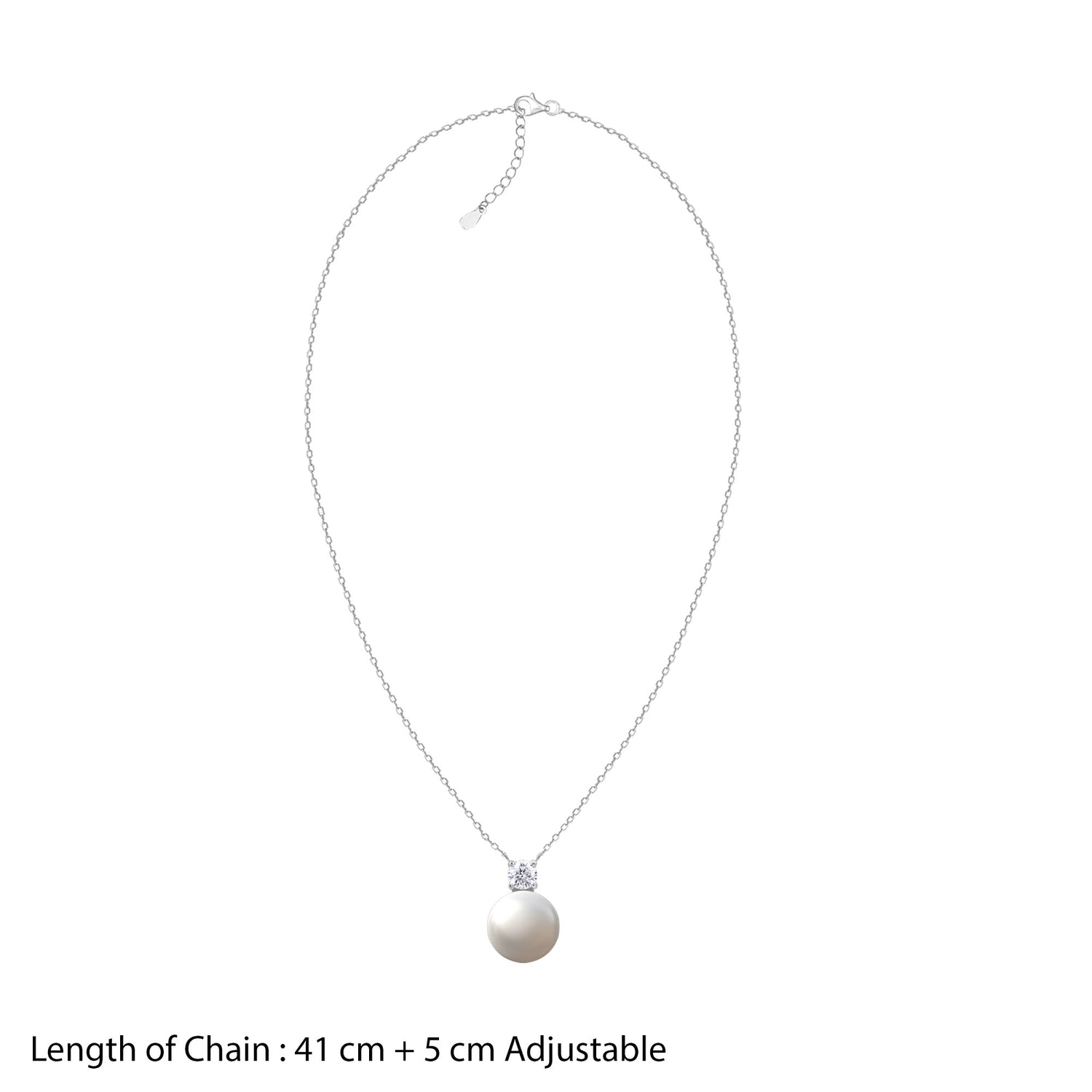 18K White Gold Plated NAITRA Lustrous Bond Pearl Jewellery Set