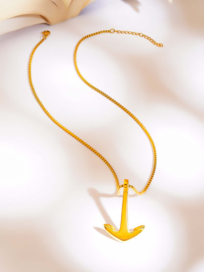 18K Gold Plated Anchor Pendant Necklace