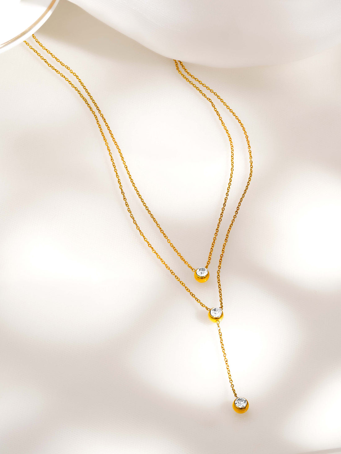 Two Layer Solitaire Y Necklace
