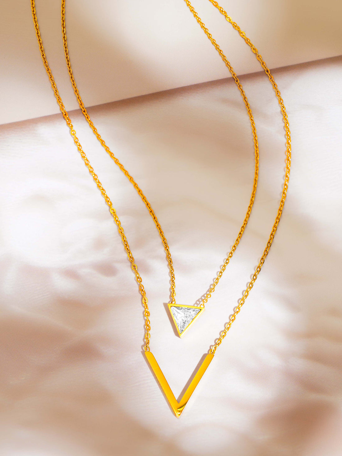 Crystal Chevron Layered Necklace