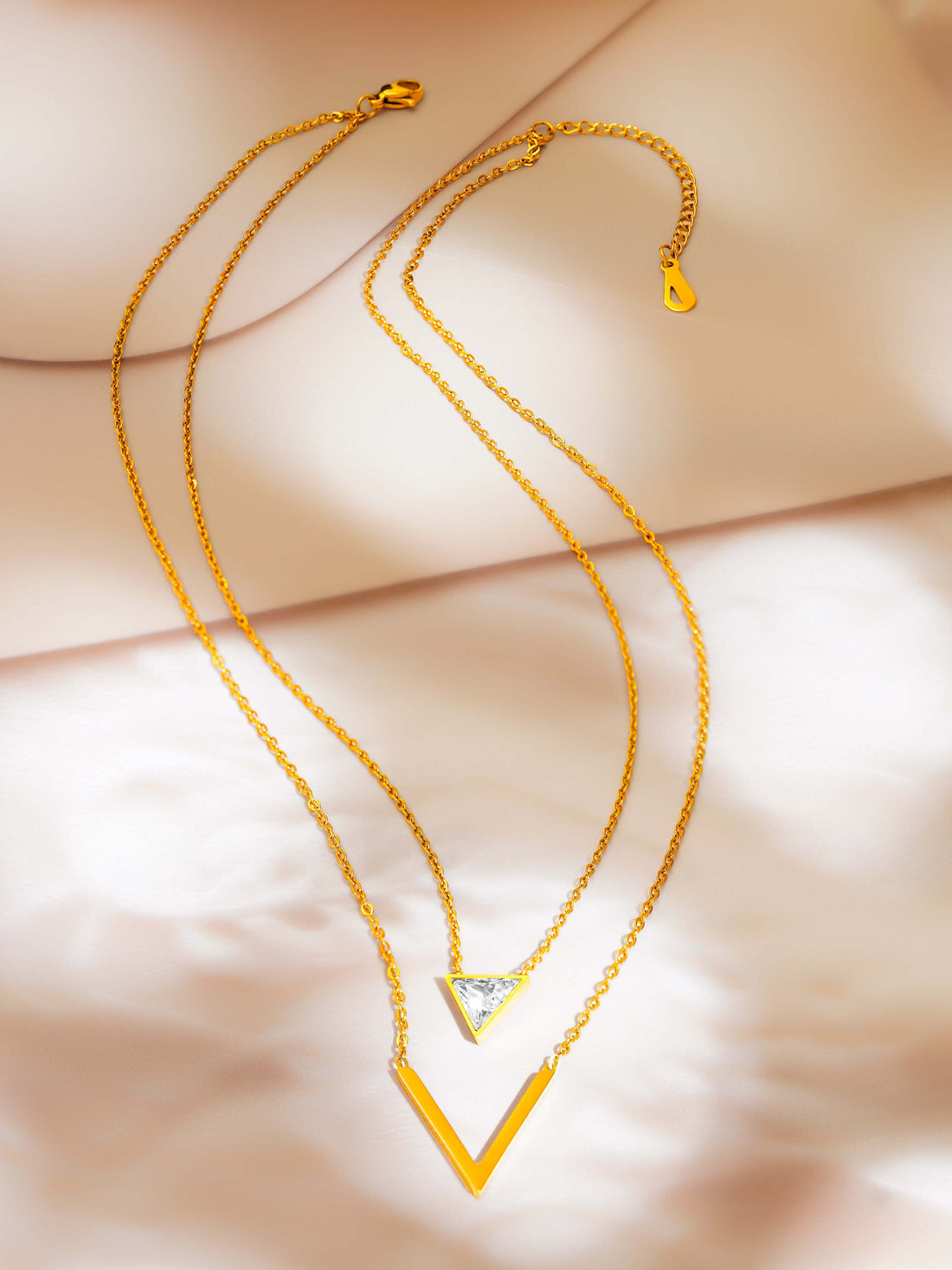 Crystal Chevron Layered Necklace