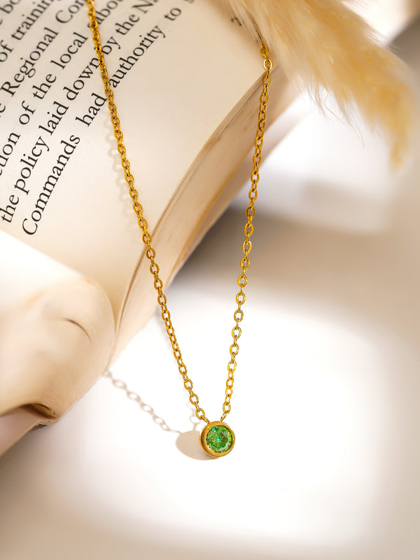 Round Green Bezel Necklace