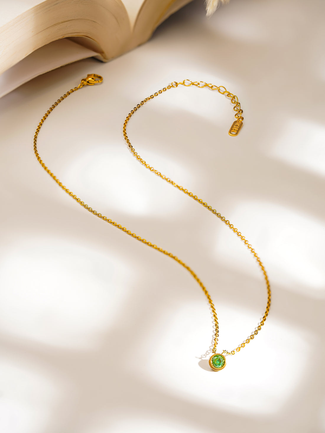 Round Green Bezel Necklace