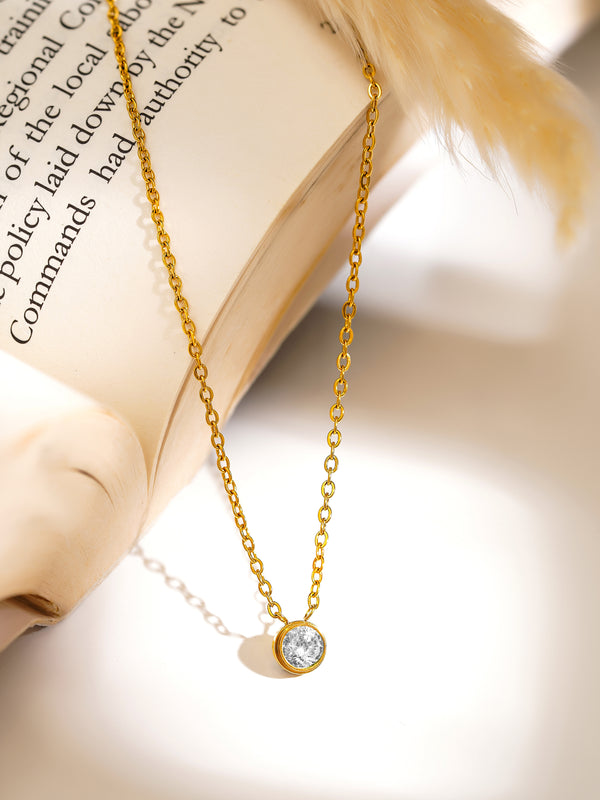 Round White Bezel Necklace