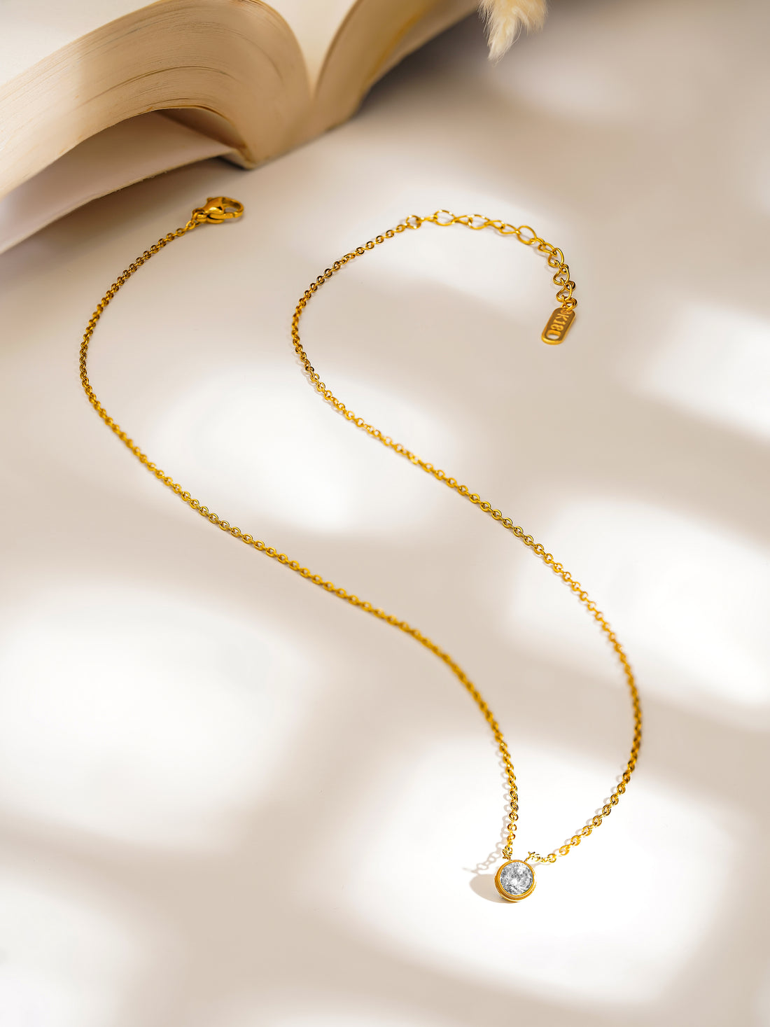 Round White Bezel Necklace