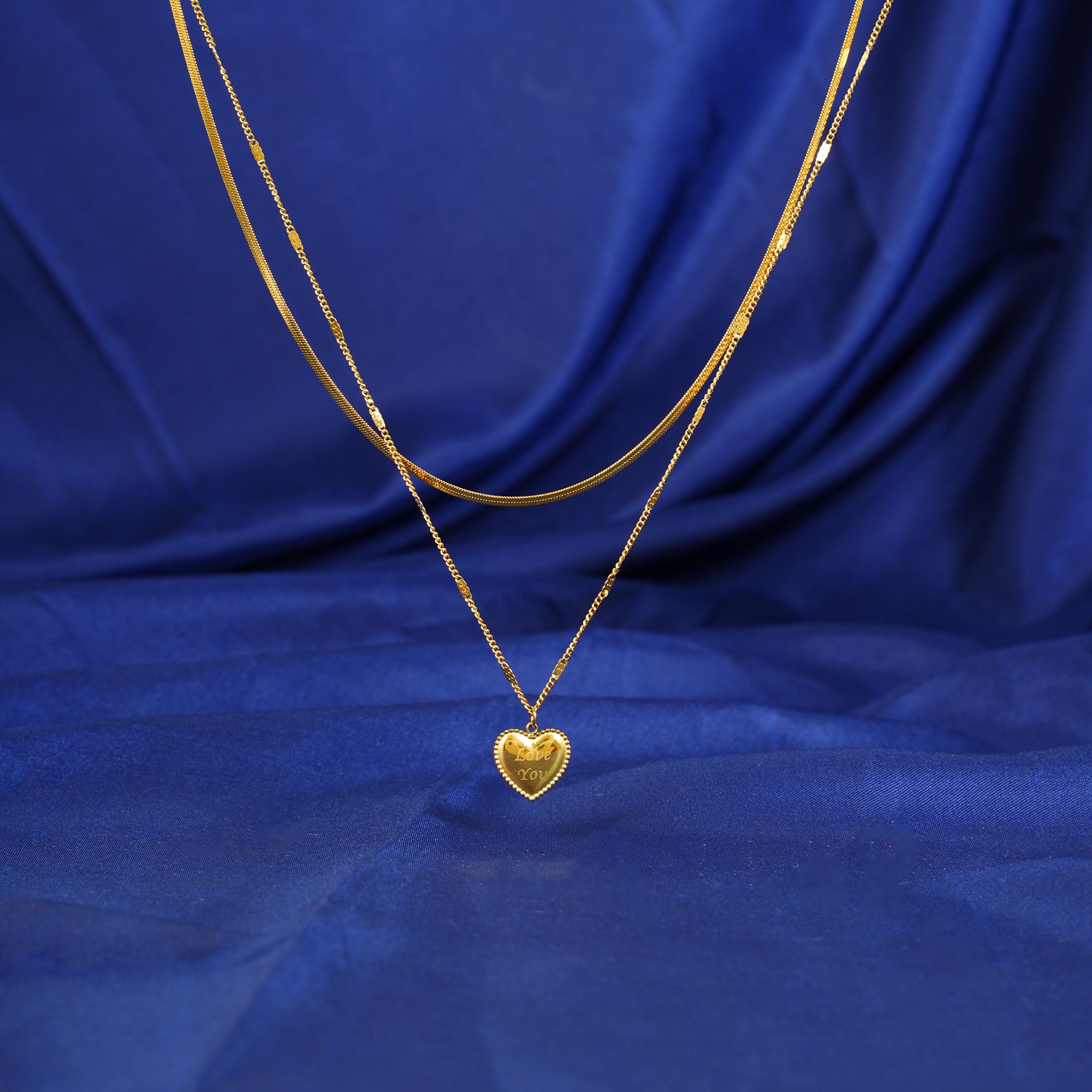 18K Gold Plated Layered Love Heart Pendant Necklace