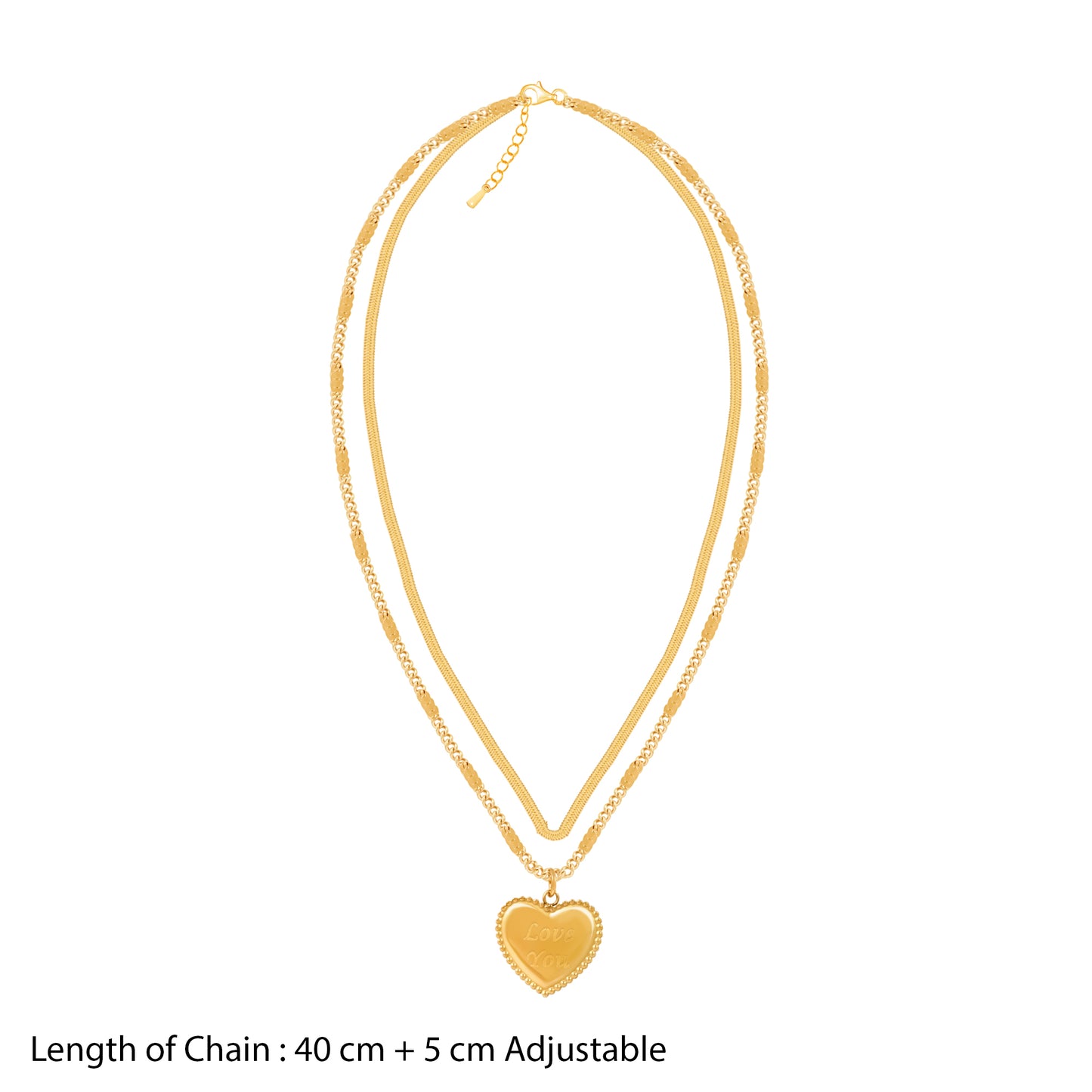 18K Gold Plated Layered Love Heart Pendant Necklace