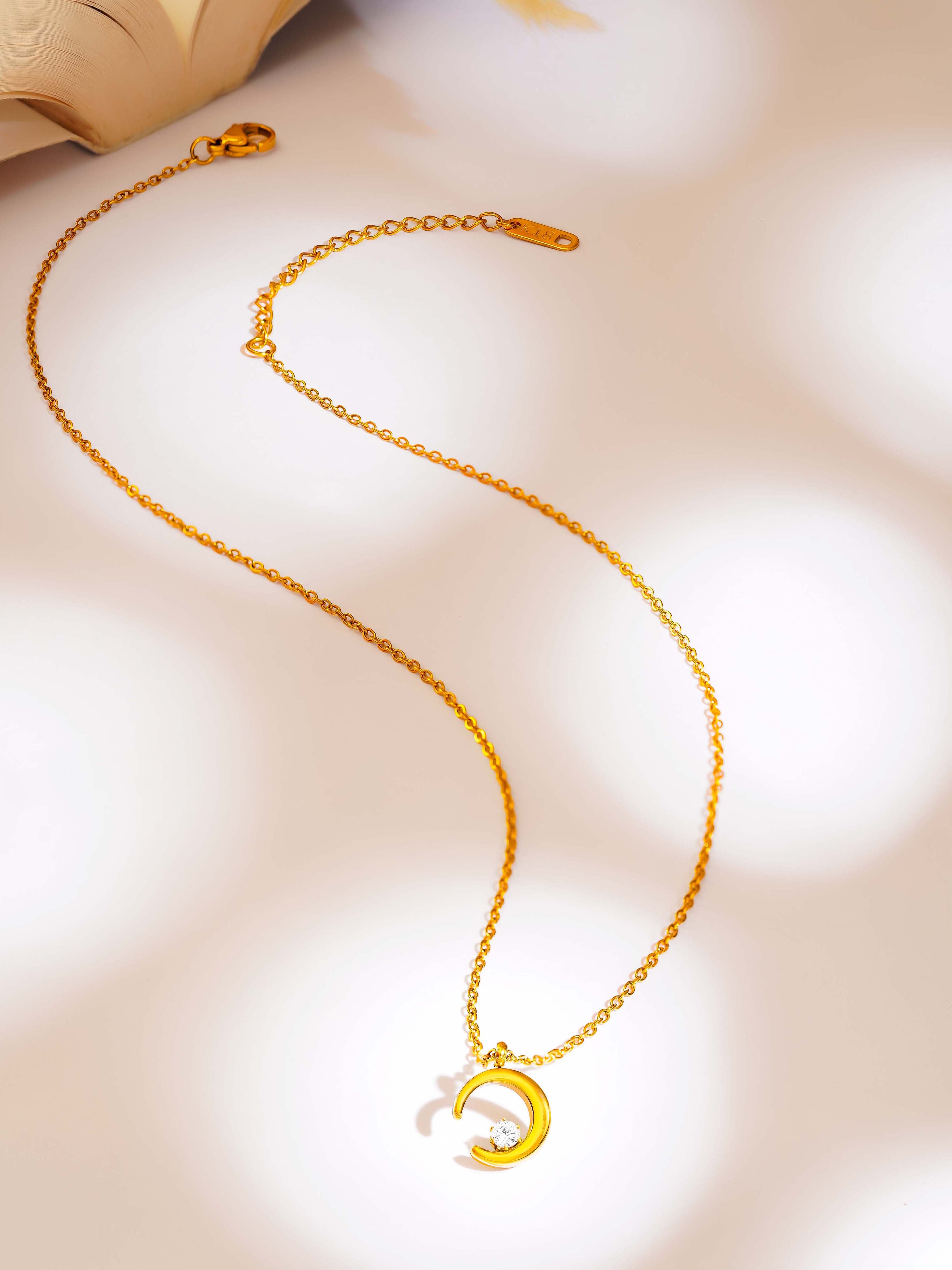 18K Gold Plated Moon Light Necklace