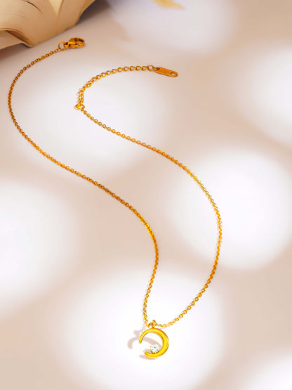 18K Gold Plated Moon Light Necklace