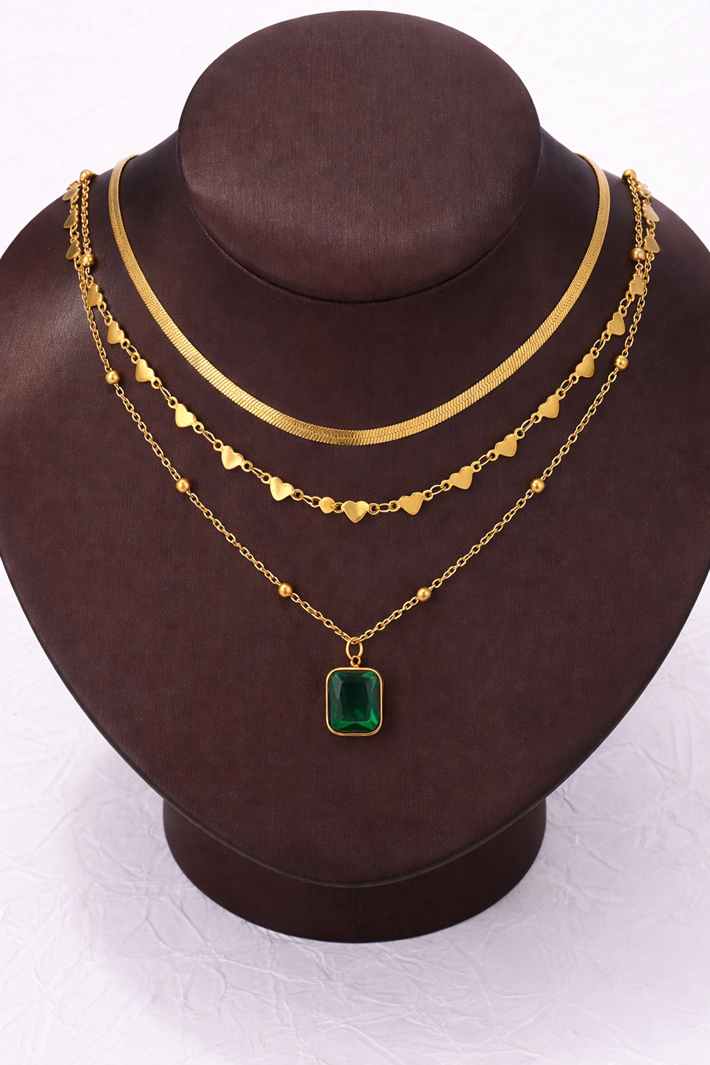 18K Gold Plated Layered Hearts Necklace