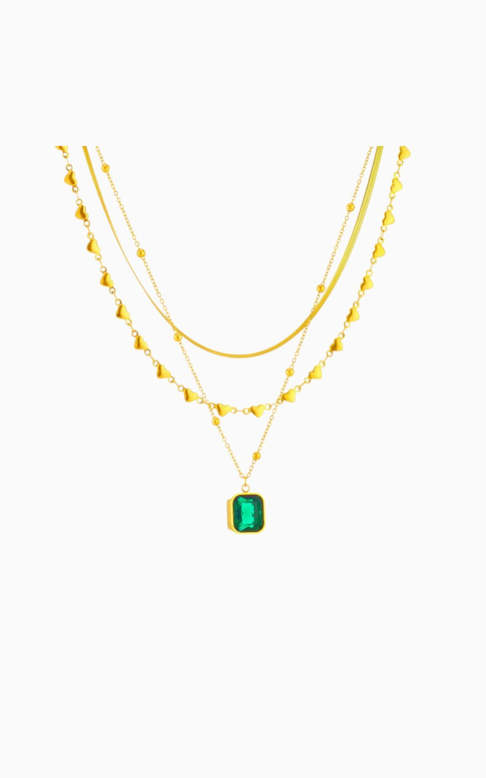 18K Gold Plated Layered Hearts Necklace