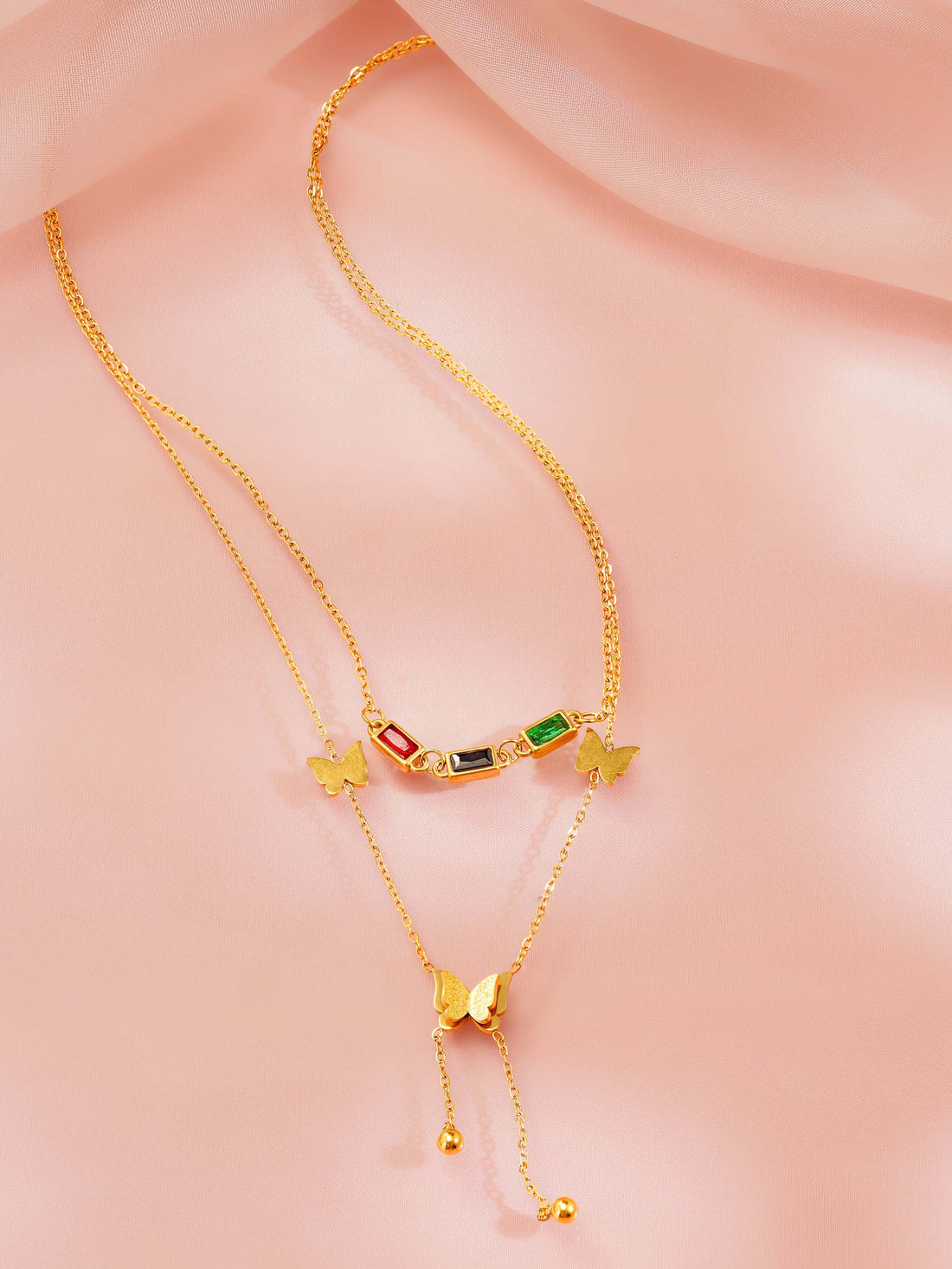 Butterfly Stone Layered Necklace