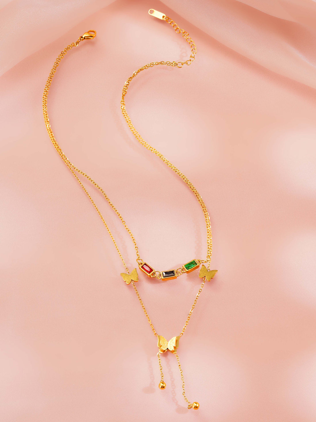 Butterfly Stone Layered Necklace