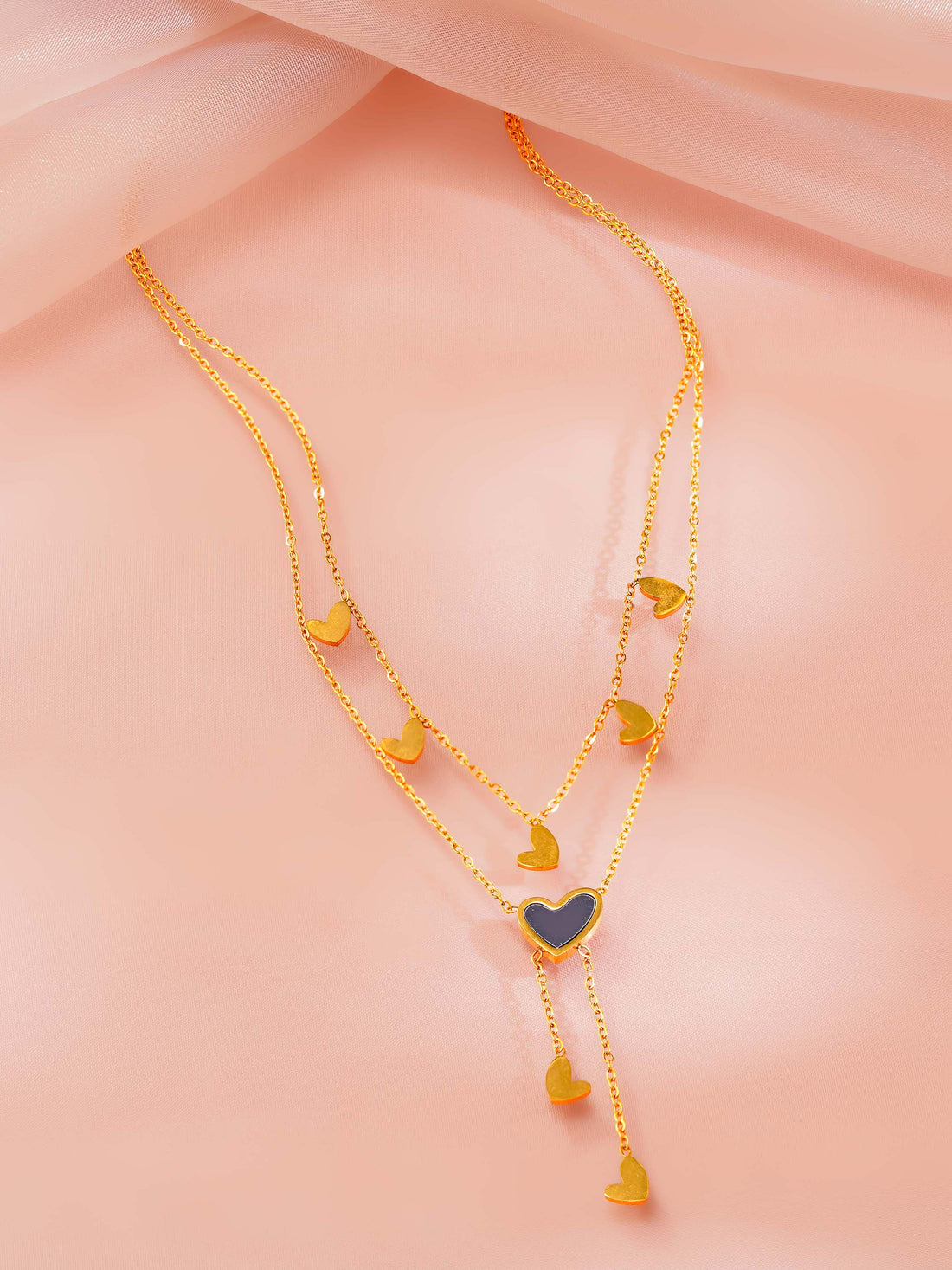 Heart Tassel Layered Necklace