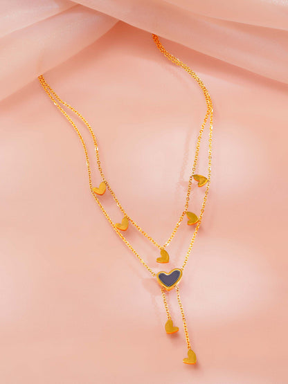 18K Gold Plated Layered Heart Pendant Necklace