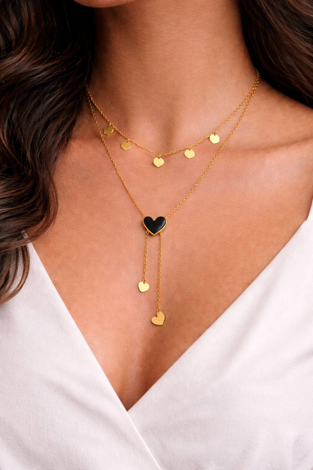 Heart Tassel Layered Necklace