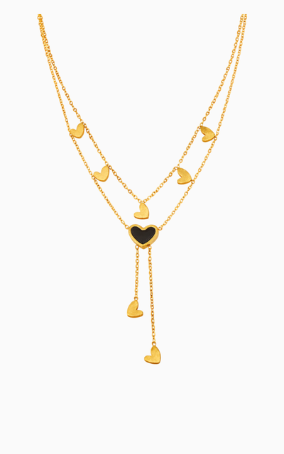 Heart Tassel Layered Necklace