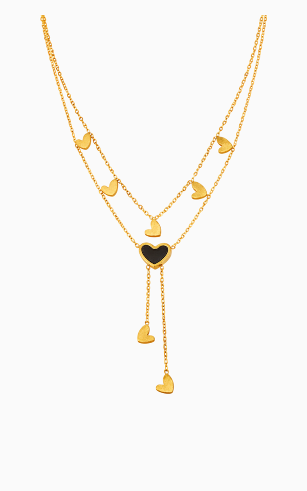 Heart Tassel Layered Necklace
