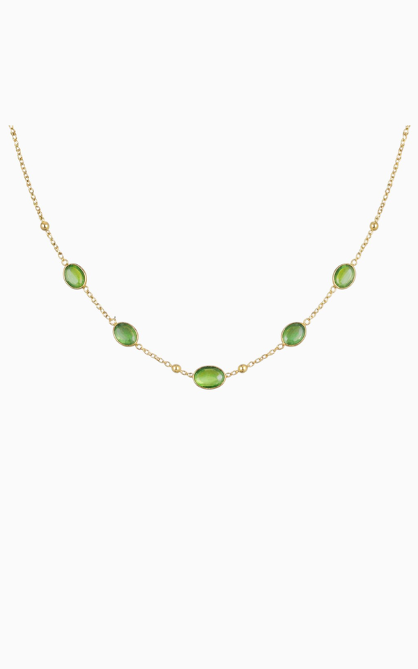 Green Stone Station Necklace