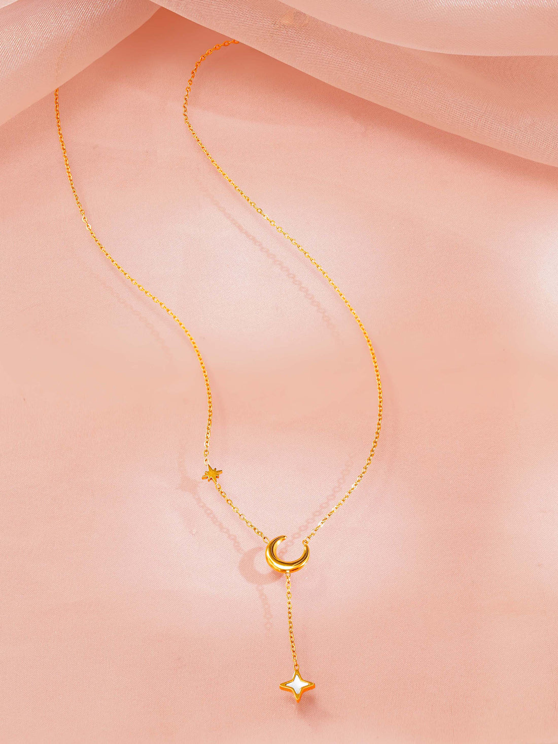 Moon Star Lariat Necklace