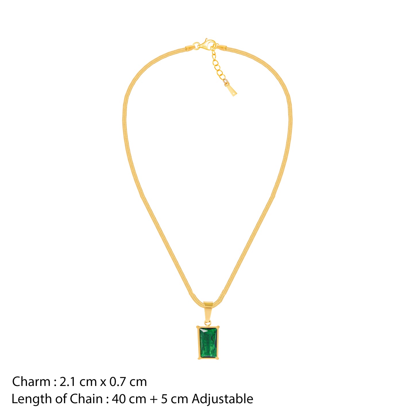 18K Gold Plated Emerald Pendant Necklace