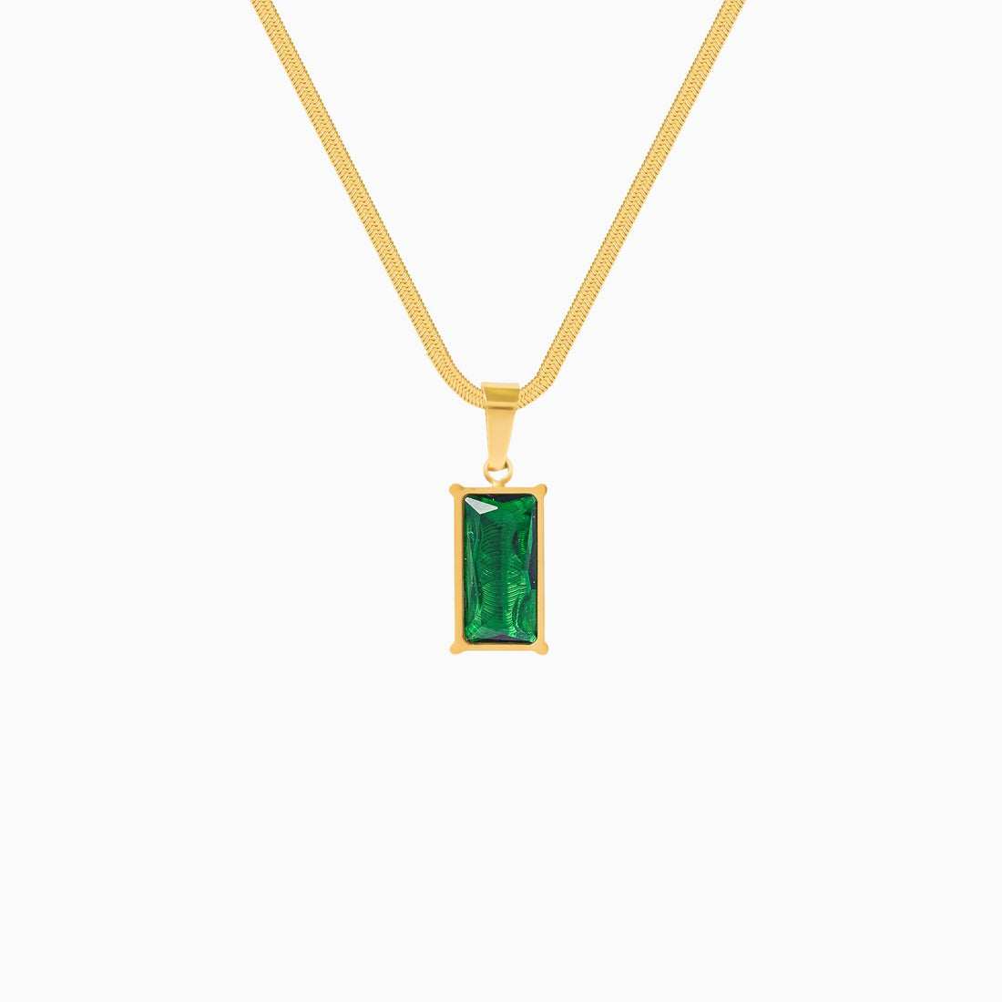 18K Gold Plated Emerald Pendant Necklace