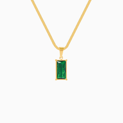 18K Gold Plated Emerald Pendant Necklace