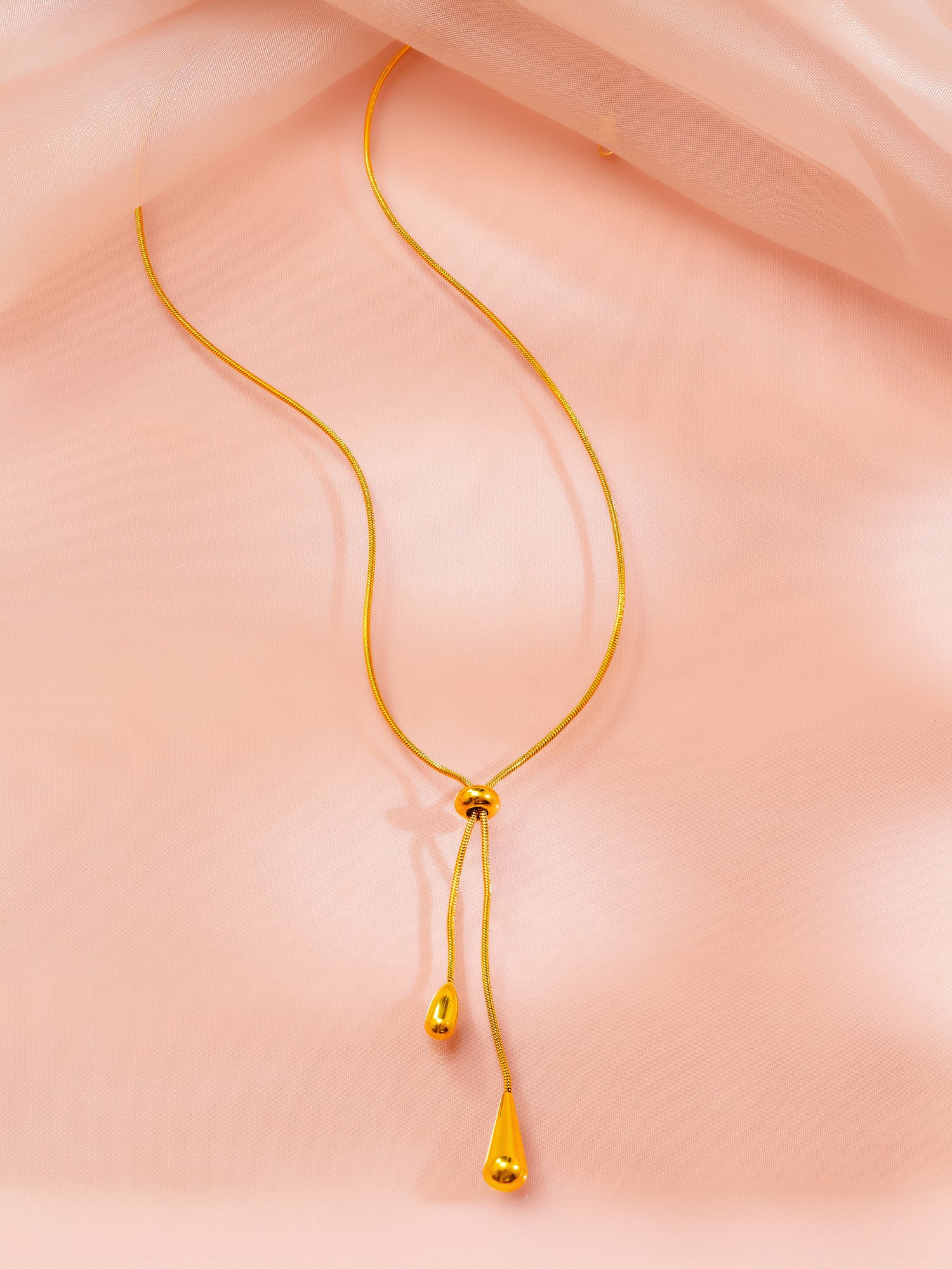 18K Gold Plated Adjustable Lariat Drop Necklace