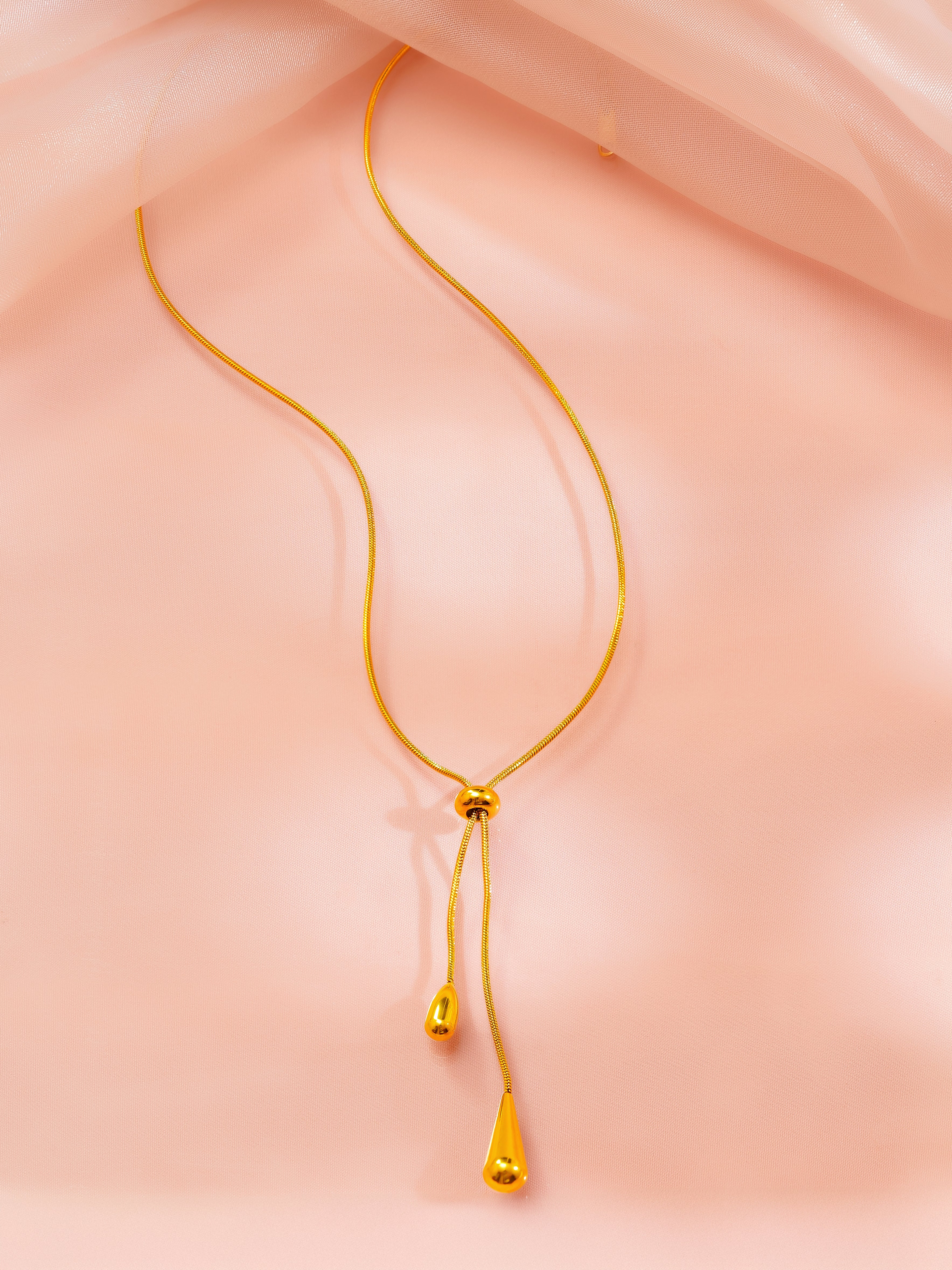 18K Gold Plated Adjustable Lariat Drop Necklace