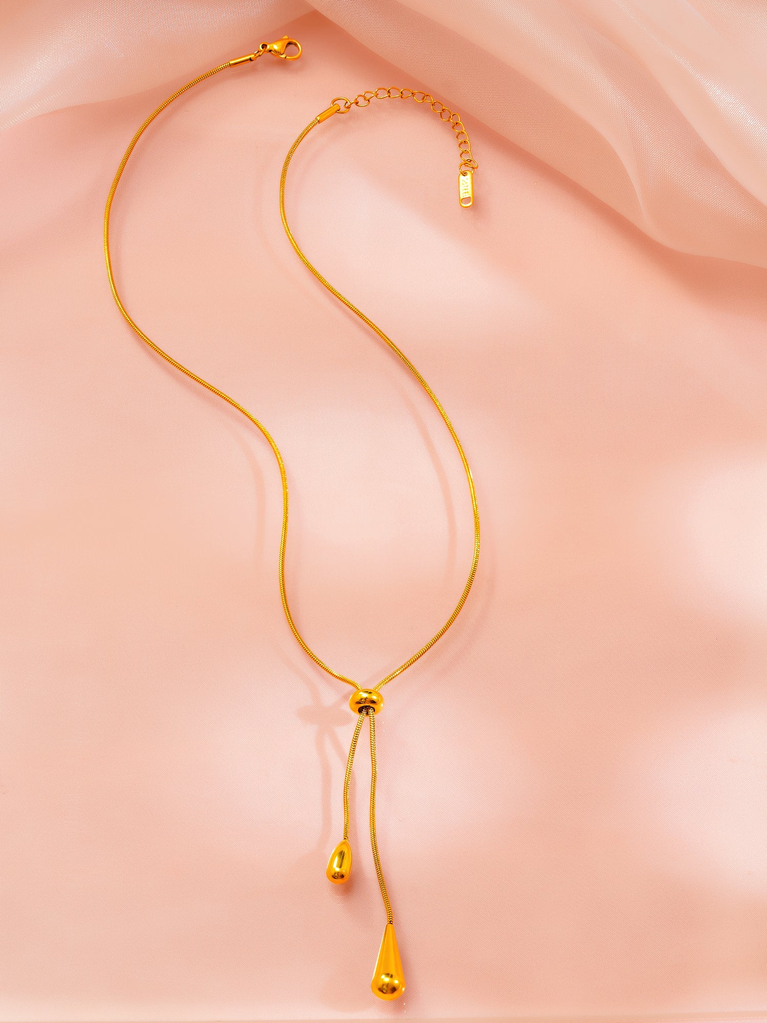 18K Gold Plated Adjustable Lariat Drop Necklace