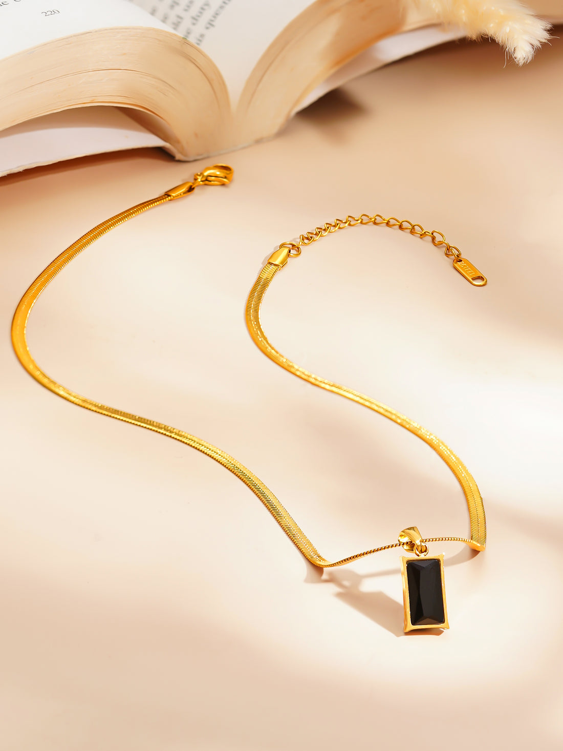 Black Stone Pendant Necklace