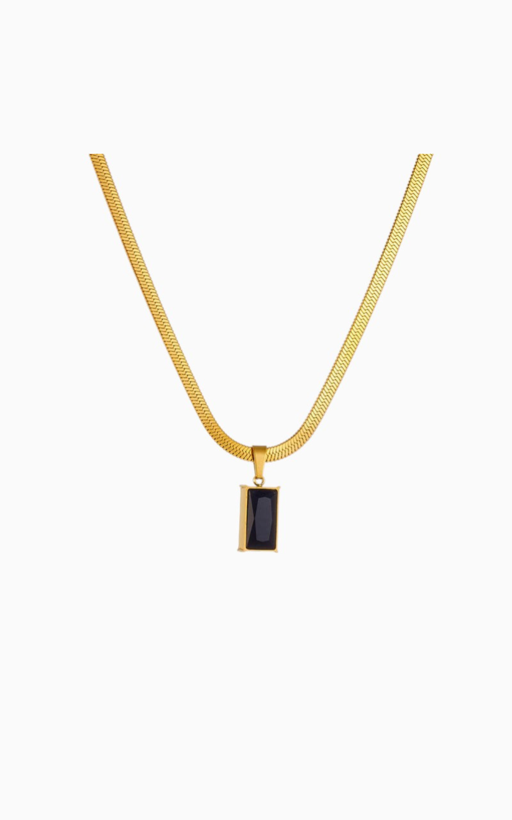 18K Gold Plated Black Stone Pendant Necklace