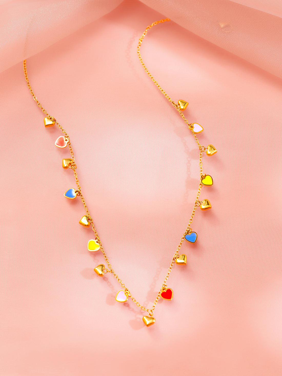 Multicolour Heart Charm Necklace