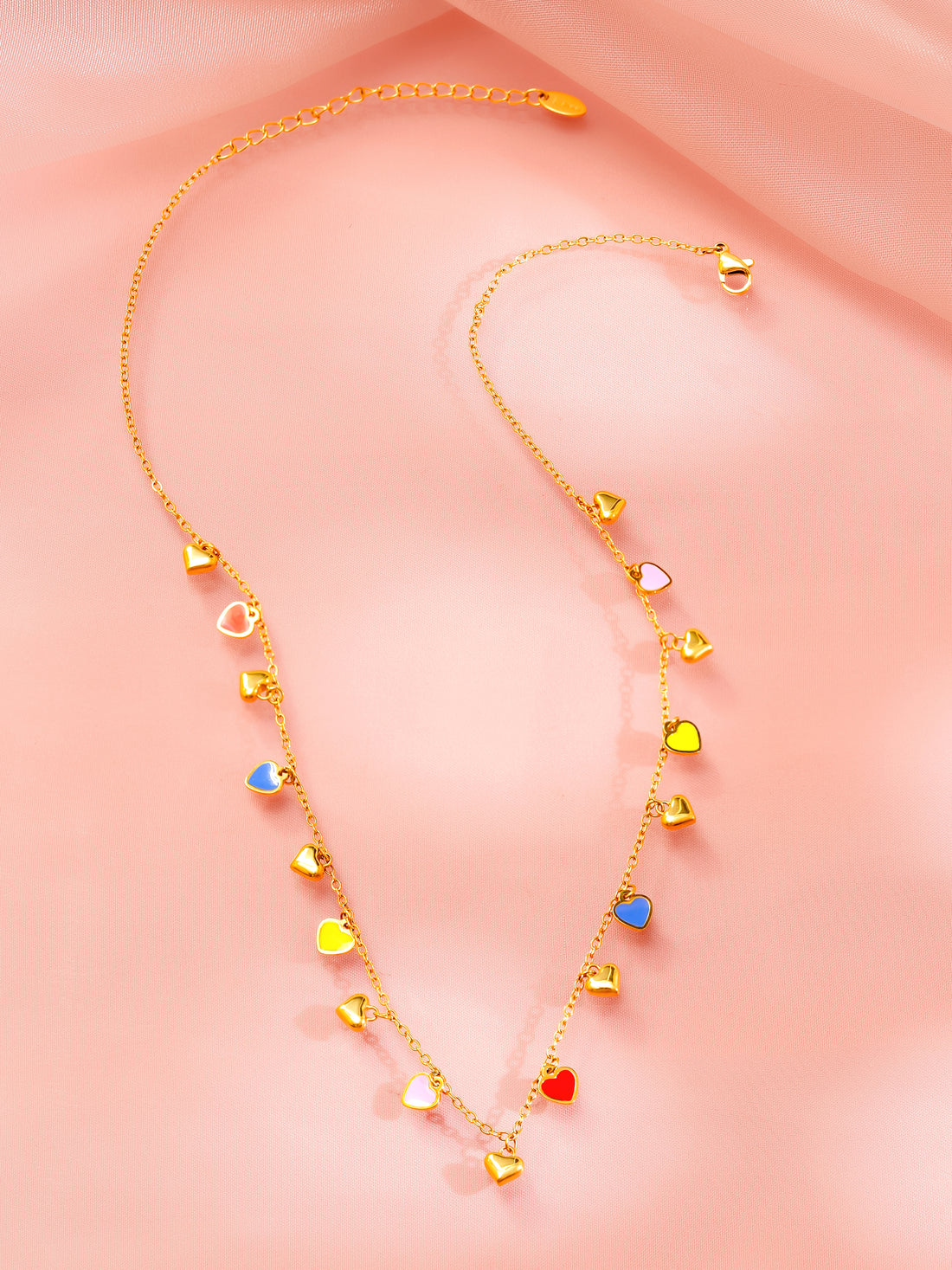 Multicolour Heart Charm Necklace