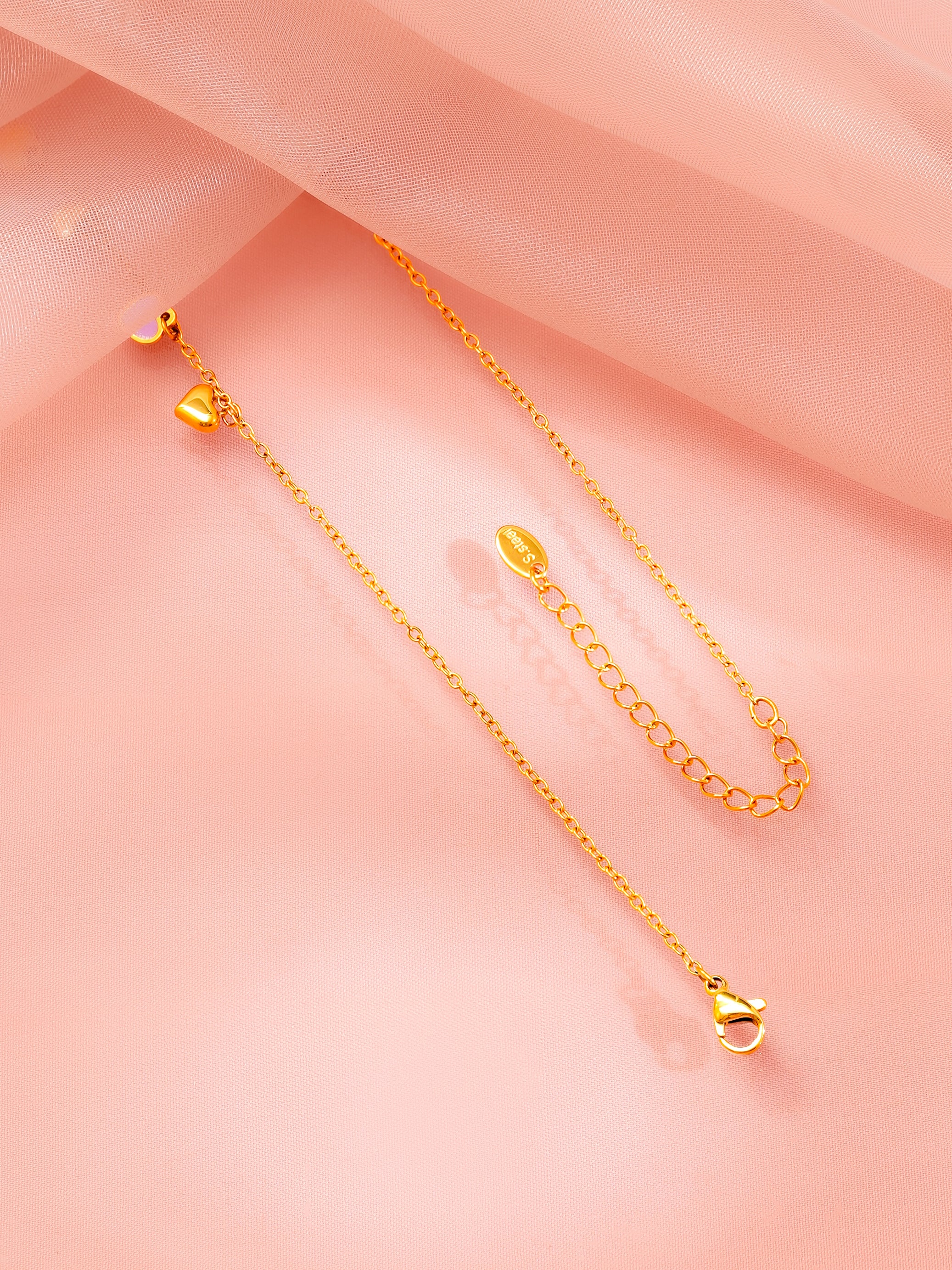 18K Gold Plated Multicolor Heart Charm Necklace