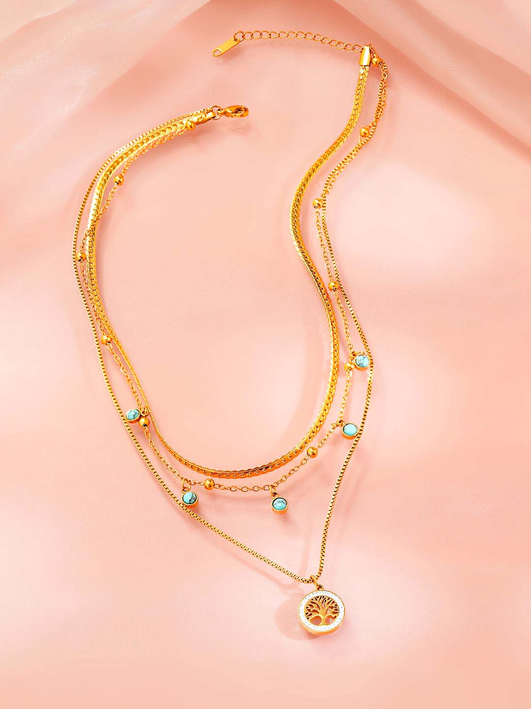 18K Gold Plated Tree of Life Layered Necklace