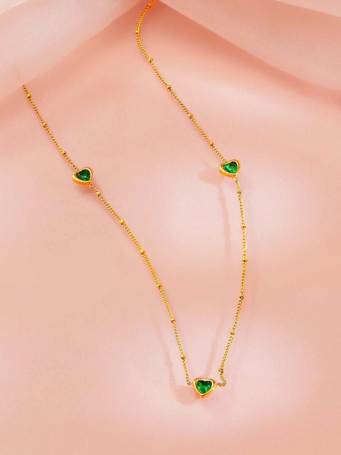 Green Heart Station Necklace