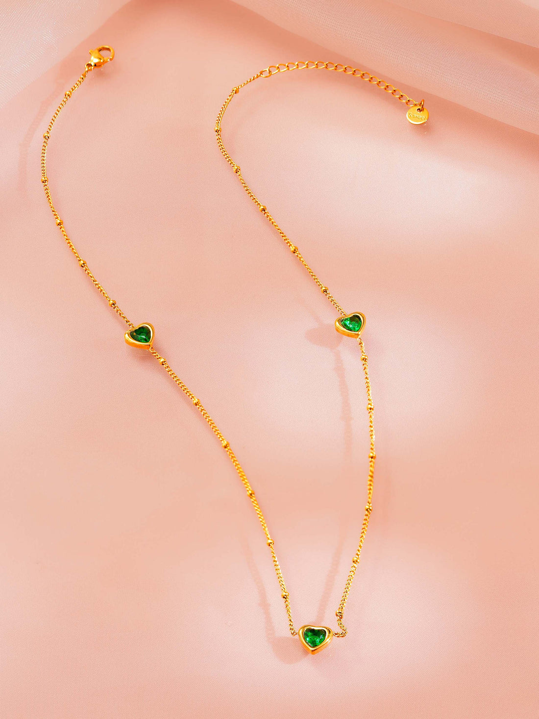 Green Heart Station Necklace
