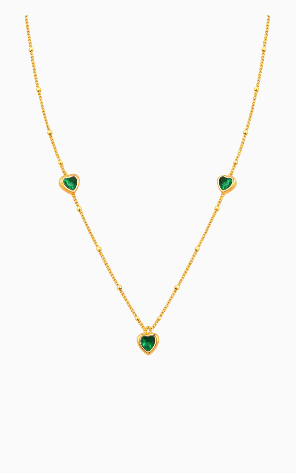 Green Heart Station Necklace