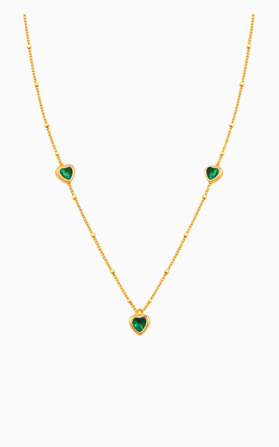 Green Heart Station Necklace