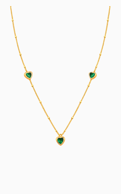 Green Heart Station Necklace