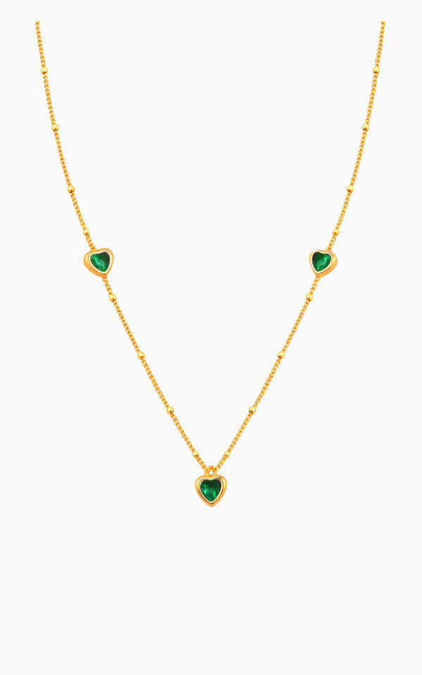 Green Heart Station Necklace