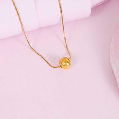 18K Gold Plated Golden Orb Minimal Ball Pendant Necklace