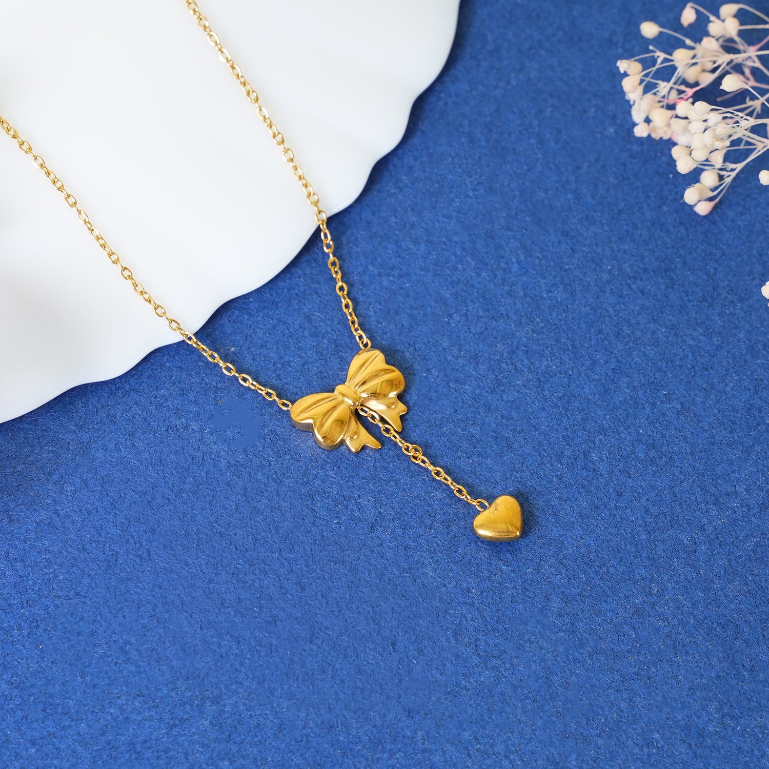 18K Gold Plated Sweetheart Bow Necklace