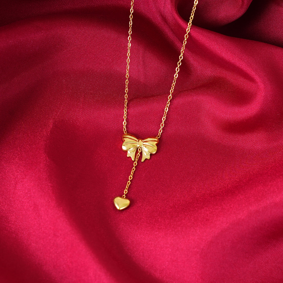 18K Gold Plated Sweetheart Bow Necklace